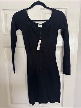 Abercrombie & Fitch Black Long Sleeve Bodycon Knit Dress